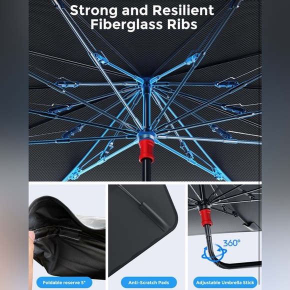 DMJN Car Umbrella Sun Shade with Nano-Ice Coating – UV Protection, Large - NWT - Picture 6 of 9